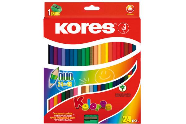 Kores Farbstifte, KOLORES DUO Buntstifte 3-eckig, 24 Farben