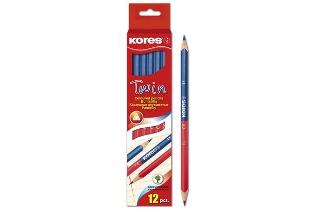 Kores Farbstifte, TWIN Buntstifte, rot und blau 3-eckig, 12 Stifte
