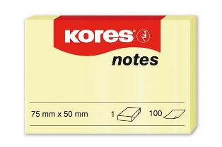 Kores Haftnotizen, Notes, gelb, 100 Blatt, 50mm x 75mm