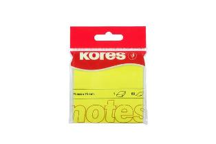 Kores Haftnotizen, Notes, neon gelb, 80 Blatt, 75mm x 75mm