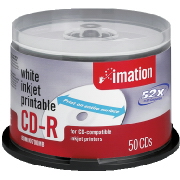 Imation Optical Disc, CD-R, 52-fach, bedruckbar, weiss, 700MB/80min, 50er Spindel