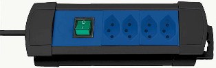Brennenstuhl Steckdosenleiste, schwarz/blau, Premium-Line, 4 Steckdosen