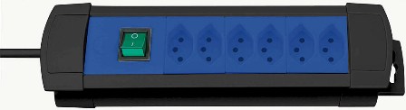 Brennenstuhl Steckdosenleiste, schwarz/blau, Premium-Line, 6 Steckdosen