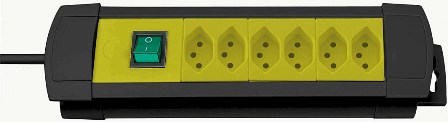 Brennenstuhl Steckdosenleiste, schwarz/zitronengelb, Premium-Line, 6 Steckdosen