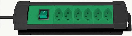 Brennenstuhl Steckdosenleiste, schwarz/lichtgrn, Premium-Line, 6 Steckdosen